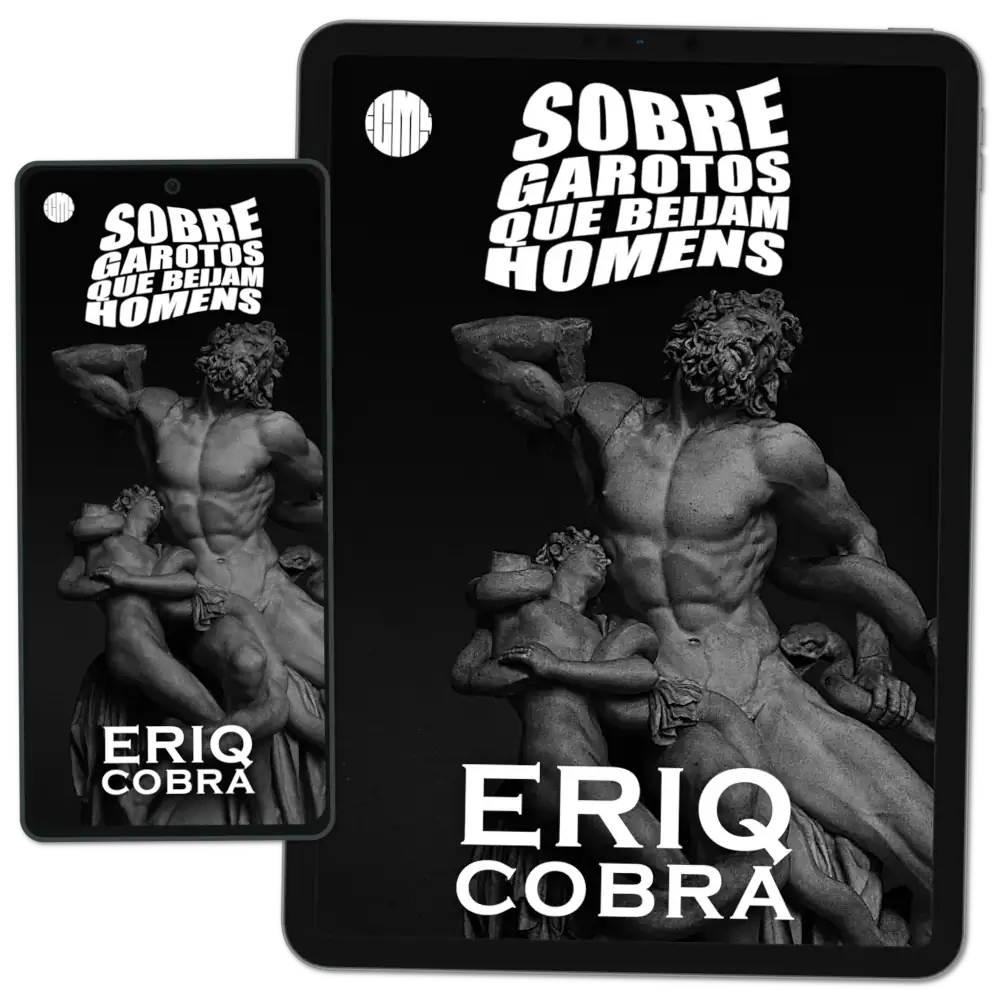 Capa do ebook "Sobre garotos que beijam homens" no celular e no tablet.